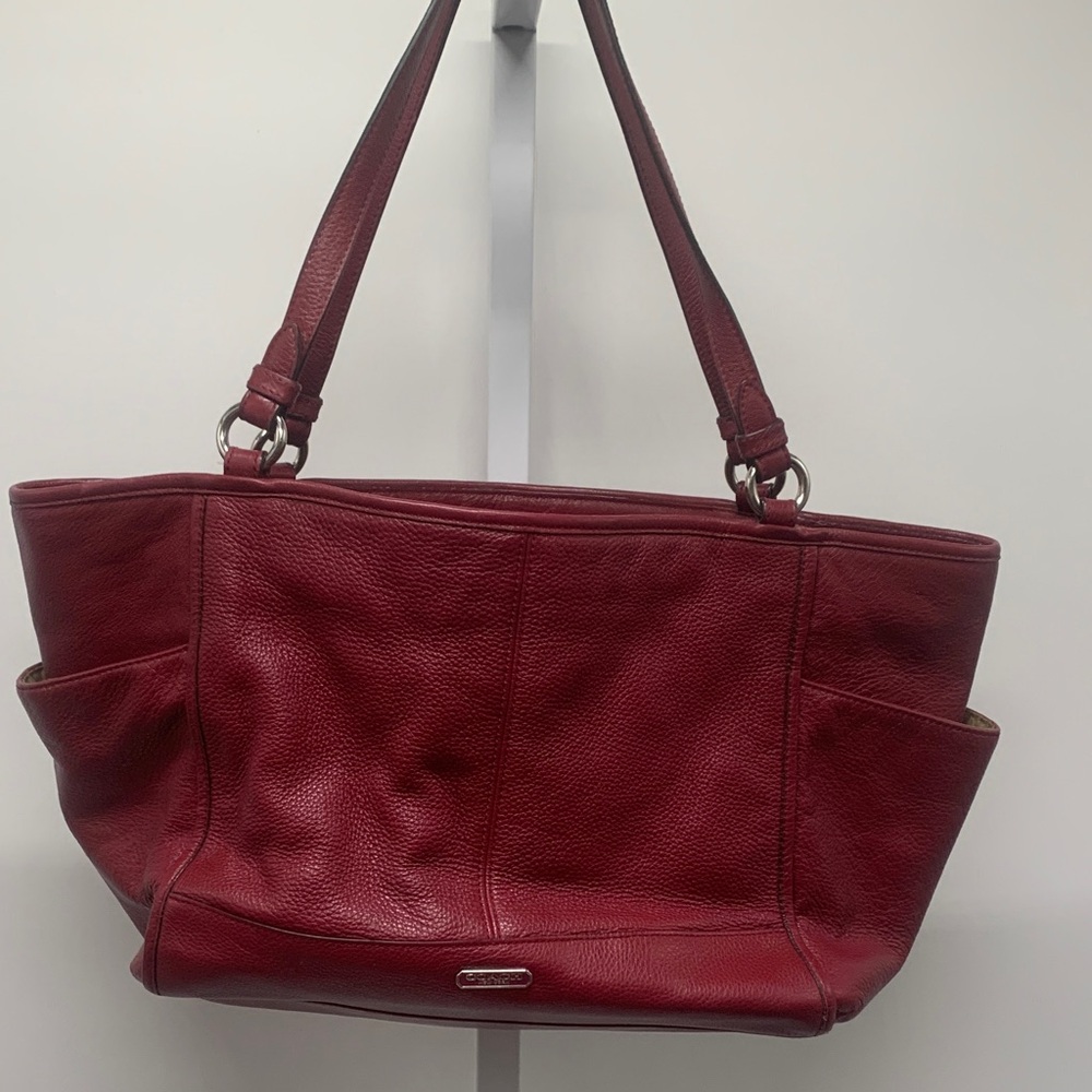 Coach Cherry Red Leather Tote purse handbag